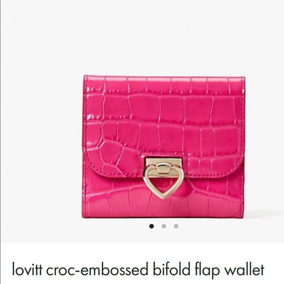 Kate Spade Lovitt Croc-embossed trifold wallet - Picture 1 of 5